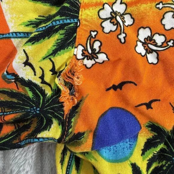 In Gear VTG Hawaiian Shirt Mens M Resort Orange Palms Sunglasses Beach Rayon - Picture 7 of 7
